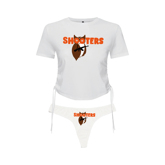 Shooters Owl Ruched Crop-Top and Thong Set, Valentines Gift for her